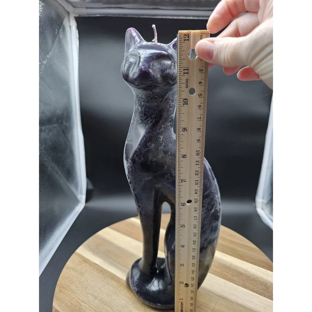 Vintage MCM Standing‎ Purple Cat Candle ~ Halloween